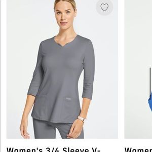 JAANUU Women's 3/4 Sleeve V-Neck Top— SCRUBS